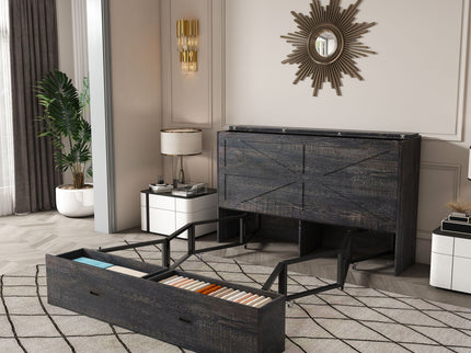 Full Murphy Bed With Storage Drawers, Charging Station, Foldable Panels, And Silent Swivel Wheels