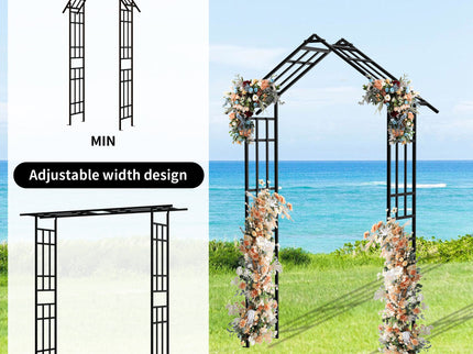 Garden Arch With Adjustable Width Climbing Plants Support - Black