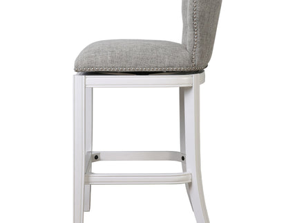 Upholstered Swivel Stool With Back