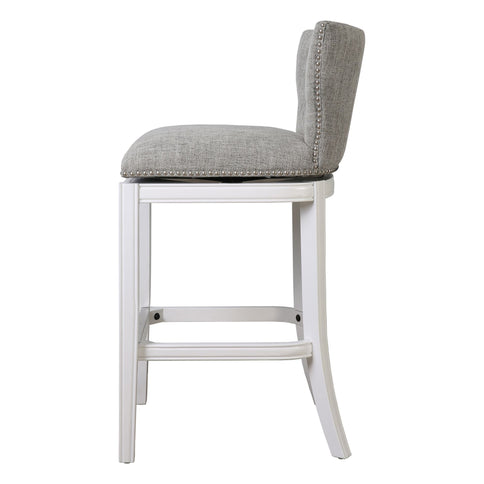 Upholstered Swivel Stool With Back
