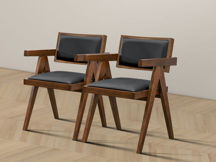 Athena - Dining Chair (Set of 2) - Black / Brown