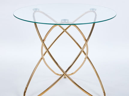 Metal Leg Dining Table With Tempered Glass Top