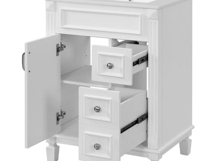 Bathroom Vanity With Sink, Compact Cabinet & 2 Drawers And Adjustable Shelf