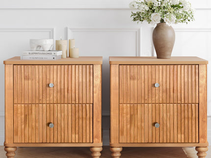 Modern Fluted Nightstand With 3 Drawers