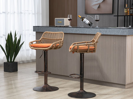 Modern Swivel Bar Stools Adjustable Counter Chairs With Footrest (Set of 2)