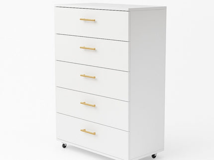 5 Drawer Dresser With Handles - White