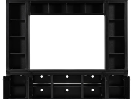 TV Stand With Hutch, Large Entertainment Center With Adjustable Shelves