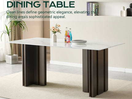 Rectangular Dining Table - Gray / White