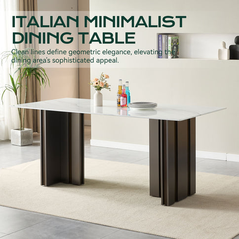 Rectangular Dining Table - Gray / White