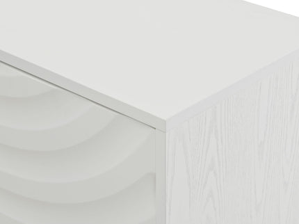 Elegant Sideboard With Sophisticated Wavy Pattern Doors And Arched Groove Design, Adjustable 4 Door Layout