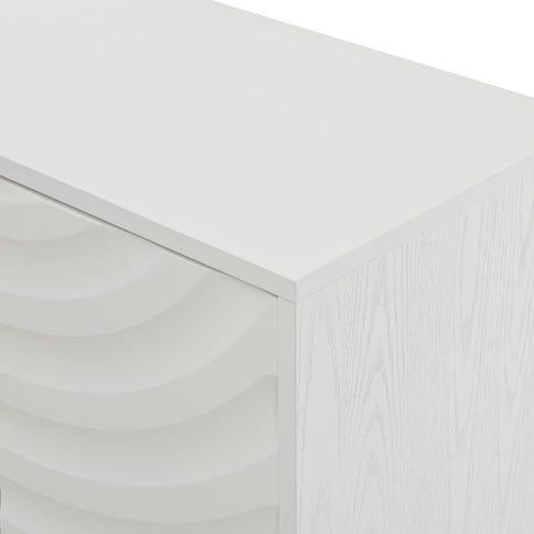 Elegant Sideboard With Sophisticated Wavy Pattern Doors And Arched Groove Design, Adjustable 4 Door Layout