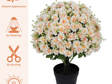 Artificial Snow Lotus Potted Plant, Artificial Floral Decor For Indoor & Outdoor Spaces - White / Pink