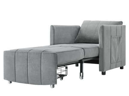 Upholstered Convertible Sleeper Sofa With 5 Position Backrest, Side Pockets, Storage