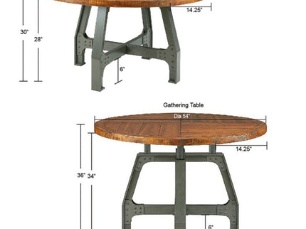 Lancaster - Round Dining / Gathering Table With Adjustable Height - Walnut