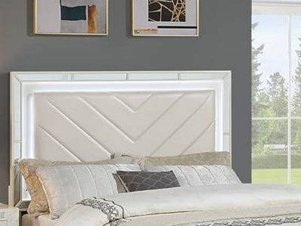 1 Piece Eastern King Size Upholstered Headboard And Footboard With Built In LED Lights