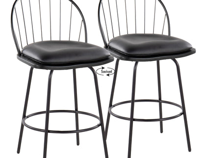 Riley - Claire Farmhouse Fixed Height Counter Stool With Swivel With Round Footrest (Set of 2)