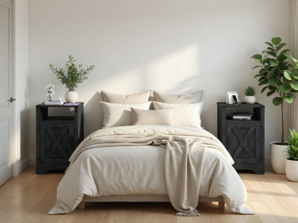 Farmhouse Nightstand, Charging Station & Storage