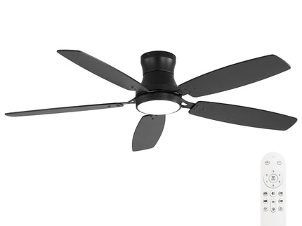 52" Flush Mount Ceiling Fan With Light, DC Motor, Remote Control, Dual Color