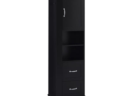 Freestanding Bathroom Storage Cabinet With Adjustable Shelves And Side Hooks Board, Rectangle Design