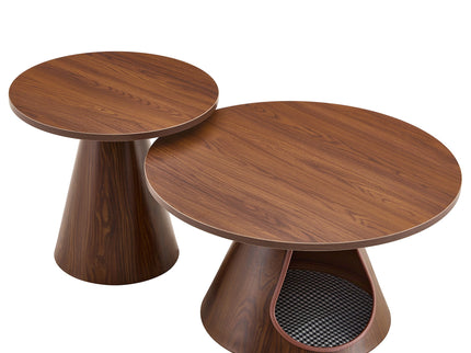 Nesting Coffee Table With Integrated Cat Cave Bed (Set of 2) - Walnut