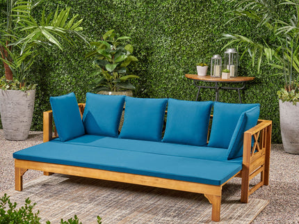 Outdoor Daybed With X-Shaped Panel Backrest And Armrests - Teak
