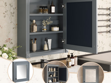 Wall Mounted Bathroom Storage Cabinet With Mirror, Medicine Cabinet With Height Adjustable Shelf