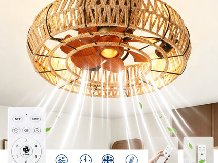 Flush Mount Ceiling Fan With Light Kit (Not Included Bulbs), Remote Control - Matte Black