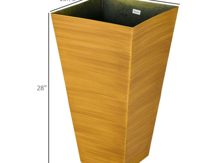 Outsunny - Outdoor Planters (Set of 3) Large Taper Planters With Drainage Holes And Plug, Faux Wood Plastic Flower Pots For Outdoor, Indoor, Garden, Patio