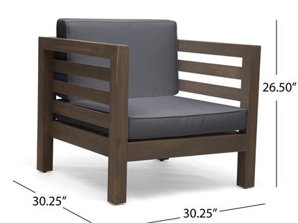Outdoor Acacia Wood Patio Chair With Fabric Cushion