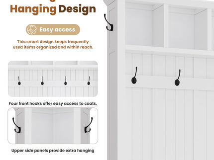 Hall Tree With 4 Drawers, Coat Rack With 6 Hooks