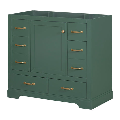 Modern Bathroom Vanity Base Only, 6 Drawer Storage With Adjustable Shelf