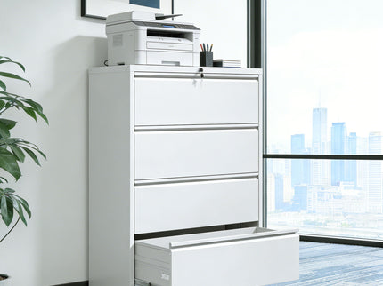 Lateral File Cabinet, Locking Heavy Duty, Anti-Tip Safety Interlock, Vertical Storage For Letter/Legal/A4 Files