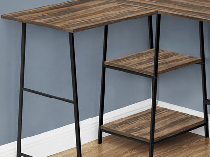 Computer Desk, Home Office, Corner, Storage Shelves, L-Shape, Work, Laptop, Contemporary, Modern - Brown