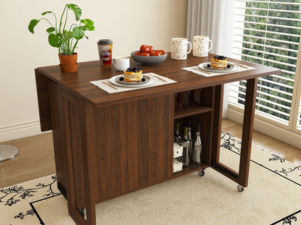 3 In 1 Foldable Side Table With 4 Storage Shelves