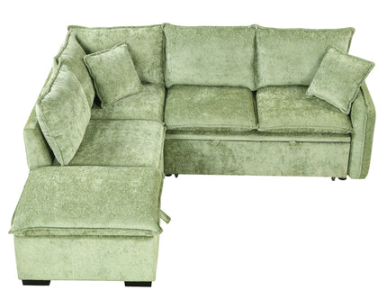 Convertible Sofa Bed Sectional Sofa Sleeper L-Shaped Sofa With A Storage Ottoman, Two Pillows, Two Power Sockets And Two USB Ports For Living Room