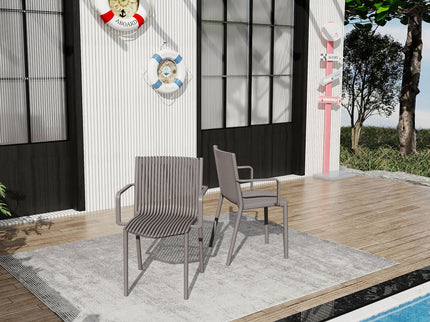 4 Piece Stackable Single Chairs With Vertical Stripe Design For All Weather