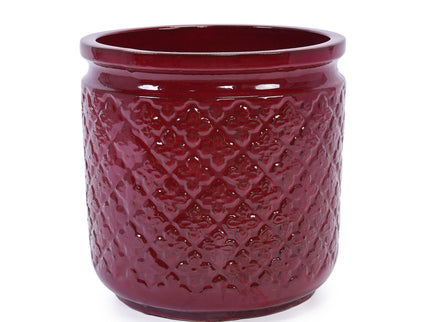 3 Pieces Ceramic Flowerpot, Planter For Patio & Garden Or Windowsills - Bean Paste Red