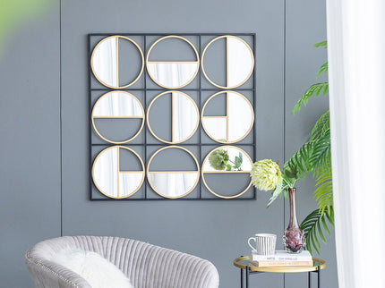 Eclectic Styling Metal Beaded Wall Mirror With Contemporary Design For Bedroom, Liveroom & Entryway