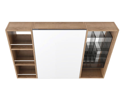 Wall Mounted Bathroom Mirror Cabinet With Adjustable Shelves Storage Cabinet - Imitative Oak