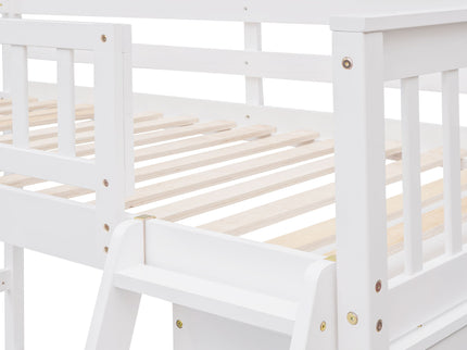 Bunk Bed With 6 Drawers And Flexible Shelves, Bottom Bed With Wheels