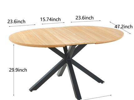 Extendable Round Dining Table - Oak