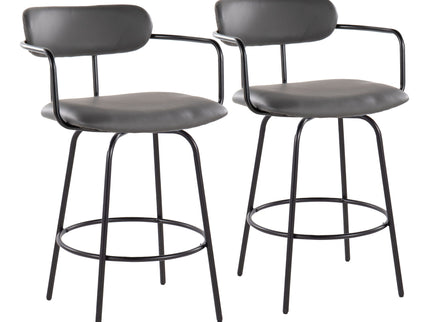 Demi - Contemporary Fixed Height Counter Stool With Swivel With Round Footrest (Set of 2)