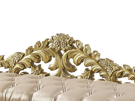 Cabriole - Synthetic Leather Bench - Gold