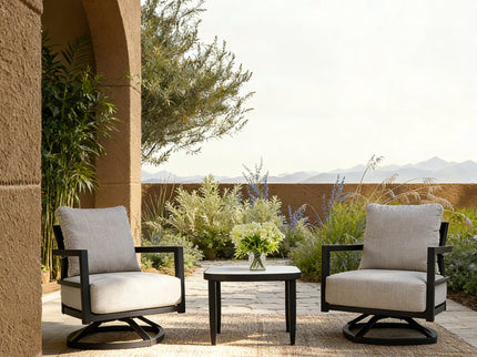 Outdoor Patio Furniture, Chat Set, Sunbrella Cushions And Side Table