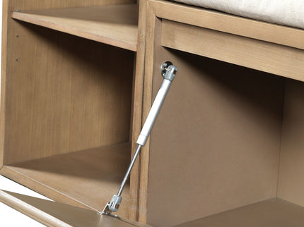 Entryway Storage Bench With Cushion, Drawers & Open Shelves