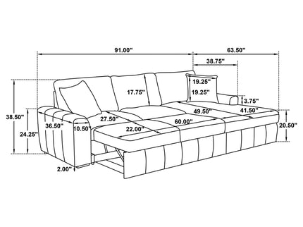 Logan - Sleeper Sectional Sofa With Right Arm Chaise - Camel
