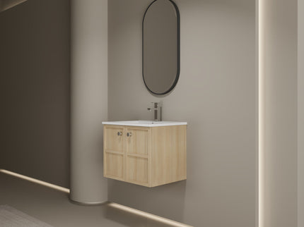Wall Mounted Bathroom Vanity With Ceramic Sink And 2 Soft Closing Doors