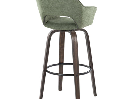 Mustang - Contemporary Fixed Height Barstool With Swivel With Round Footrest (Set of 2)