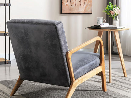 Classic Mid-Century Modern Accent Chairs, Open Framed Armchair With Cushioning
