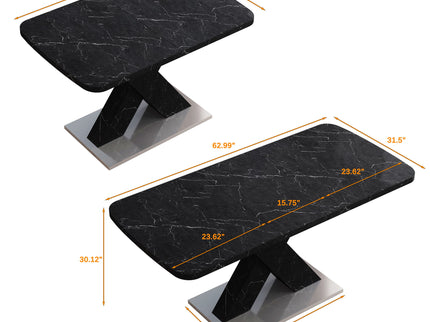 Modern Rectangle Dining Table With Stretchable TopAnd X Shape Legs